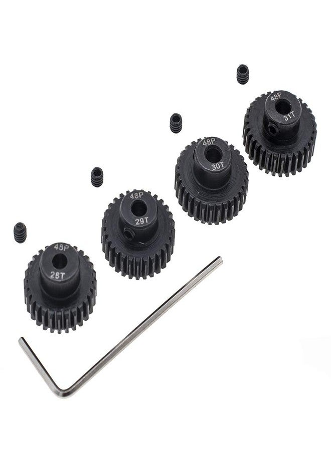 GTHELE 4pcs 48P Pinion Gear 3.175mm Set Hardened 28T 29T 30T 31T 48DP Pitch Gears RC Upgrade Part with Screwdriver - Image 1